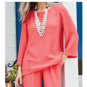 Soft Surroundings Oceo Gauze Tunic Top In Deep Coral Sea NWOT SZ Medium